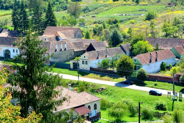 Typical Rural Landscape Peasant Houses Village Alma Vii Almen Transylvania — Stock Photo, Image