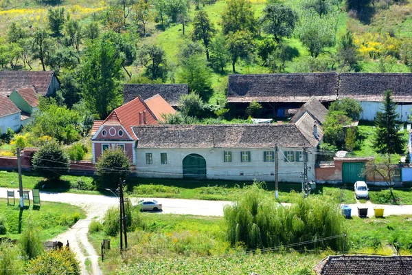 Typical Rural Landscape Peasant Houses Village Alma Vii Almen Transylvania — Stock Photo, Image