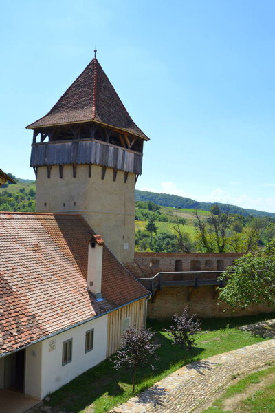 Fortified medieval saxon evangelic church  in  the village Alma Vii (Almen) Transylvania, Romania. The settlement was founded by the Saxon colonists in the middle of the 12th century