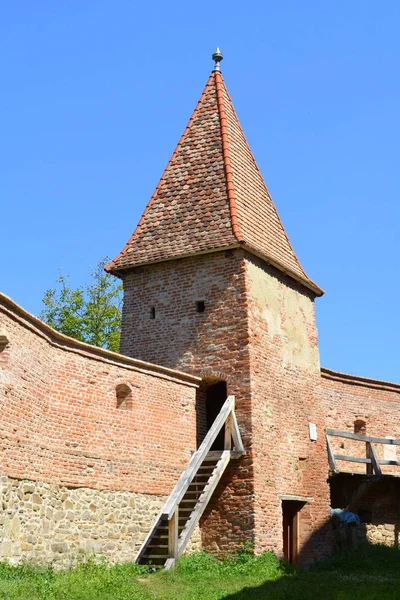 Opevněné Středověké Saské Evangelické Kostely Vesnici Alma Vii Almen Rumunsko — Stock fotografie