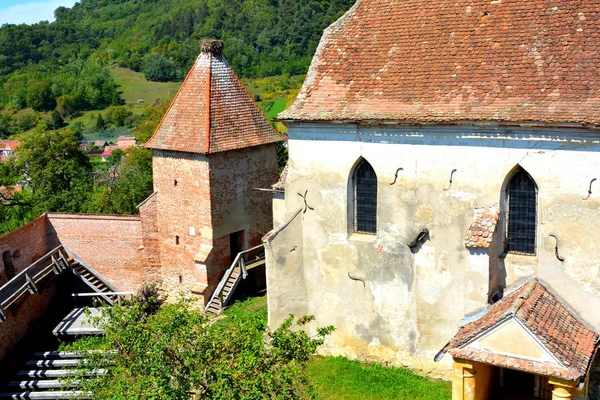 Igreja Evangélica Saxão Medieval Fortificada Aldeia Alma Vii Almen Transilvânia — Fotografia de Stock