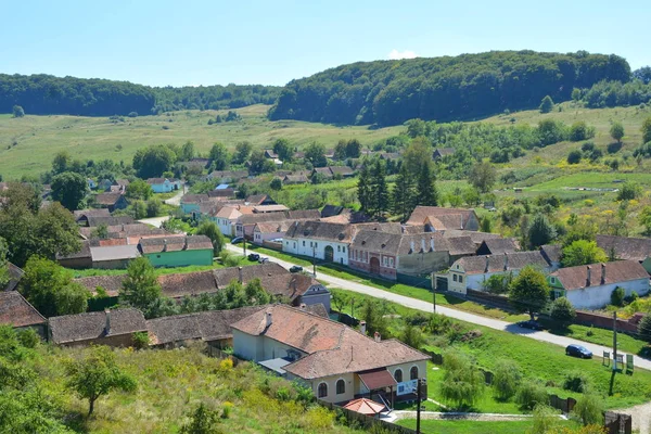 Paisagem Rural Típica Casas Camponeses Aldeia Alma Vii Almen Transilvânia — Fotografia de Stock