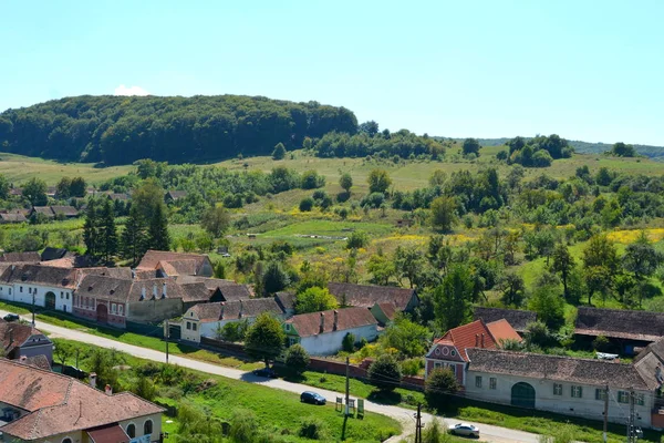 Paisagem Rural Típica Casas Camponeses Aldeia Alma Vii Almen Transilvânia — Fotografia de Stock