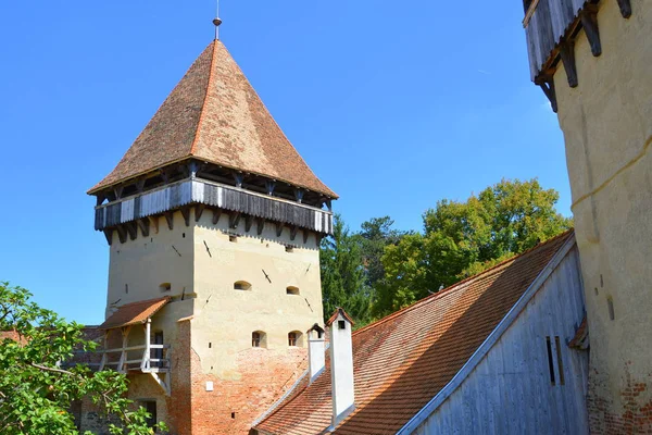 Iglesia Evangélica Saxon Medieval Fortificada Pueblo Alma Vii Almen Transilvania — Foto de Stock