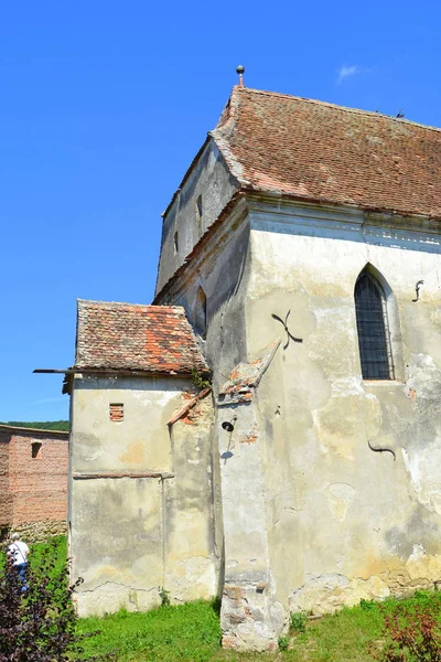 Befestigte Mittelalterliche Sächsische Evangelische Kirche Dorf Alma Vii Almen Transsilvanien — Stockfoto