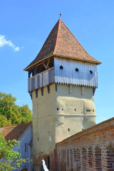 Iglesia Evangélica Saxon Medieval Fortificada Pueblo Alma Vii Almen Transilvania —  Fotos de Stock