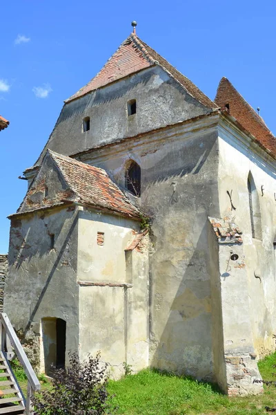 Befästa Medeltida Saxon Evangelic Kyrka Byn Alma Vii Almen Transylvania — Stockfoto