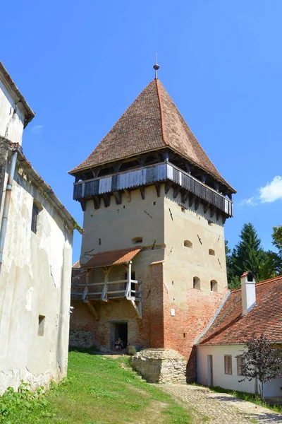 Igreja Evangélica Saxão Medieval Fortificada Aldeia Alma Vii Almen Transilvânia — Fotografia de Stock