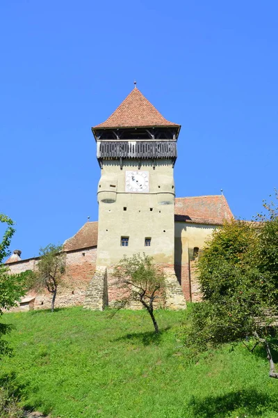 Igreja Evangélica Saxão Medieval Fortificada Aldeia Alma Vii Almen Transilvânia — Fotografia de Stock