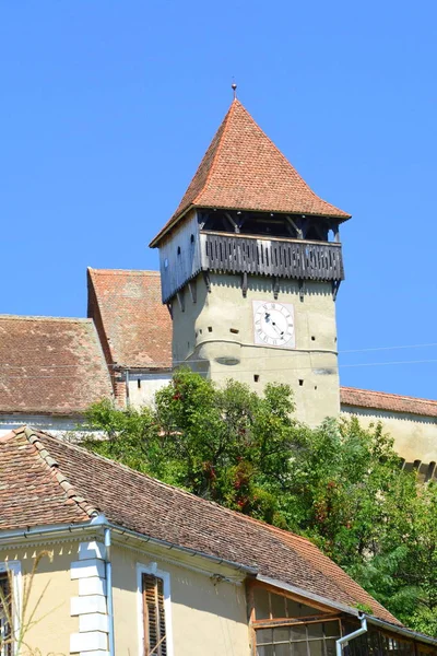 Befestigte Mittelalterliche Sächsische Evangelische Kirche Dorf Alma Vii Almen Transsilvanien — Stockfoto