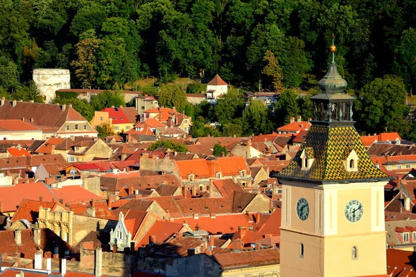 Aerial View Roofs Typical Urban Landscape City Brasov Town Situated — Stock Photo, Image