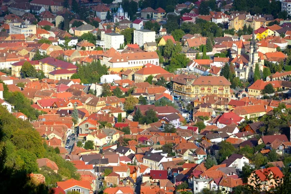 Flygfoto Och Tak Typiskt Stadslandskap Staden Brasov Stad Belägen Transsylvanien — Stockfoto