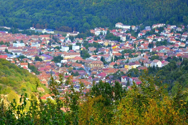 Aerial View Roofs Typical Urban Landscape City Brasov Town Situated — Stock Photo, Image