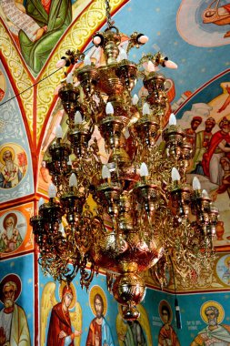 Romanya 'nın Transilvanya kentindeki Izvorul Muresului manastırındaki ortodoks simgeleri. Bizans tarzı