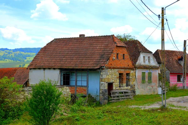 Typical Rural Landscape Peasant Houses Drauseni Saxon Village Transylvania Romania — Stock Photo, Image