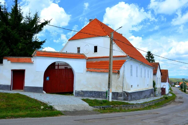 Paisagem Rural Típica Casas Camponeses Drauseni Uma Aldeia Saxões Transilvânia — Fotografia de Stock