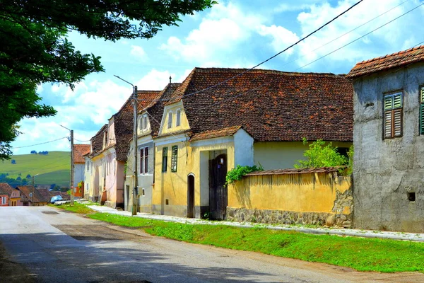 Paisagem Rural Típica Casas Camponeses Drauseni Uma Aldeia Saxões Transilvânia — Fotografia de Stock