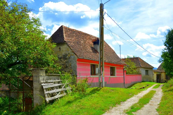 Typical Rural Landscape Peasant Houses Drausenit Saxon Village Sibiu County — Stock Photo, Image