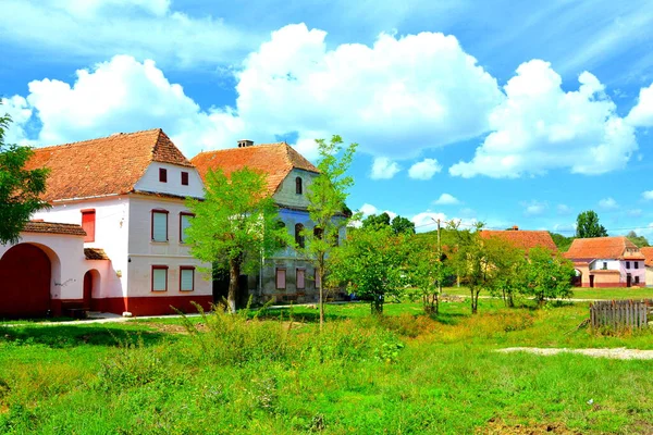 Typiska Lantliga Landskap Och Bondehus Beia Transsylvanien Rumänien Bosättningen Grundades — Stockfoto