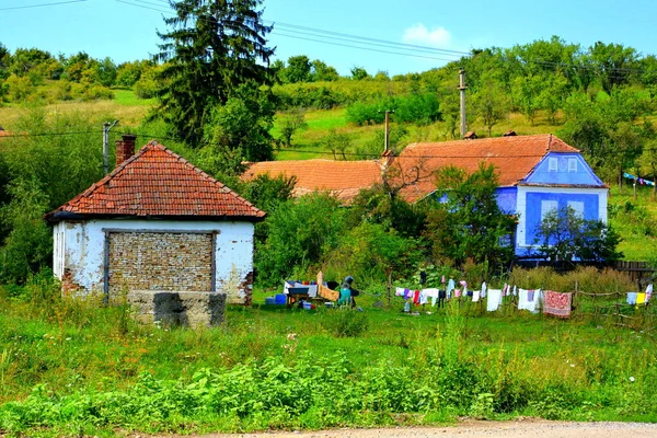 Paisagem Rural Típica Casas Camponeses Beia Transilvânia Romênia Assentamento Foi — Fotografia de Stock