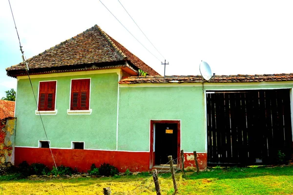 Типичный Сельский Пейзаж Крестьянские Дома Баркете Трансильвания Румыния Поселение Основано — стоковое фото