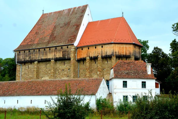 Eglise Saxonne Médiévale Fortifiée Dans Village Bradeni Henndorf Hegendorf Transylvanie — Photo