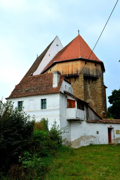 Ufortyfikowany Średniowieczny Kościół Saksoński Wsi Bradeni Henndorf Hegendorf Transylwania Rumunia — Zdjęcie stockowe
