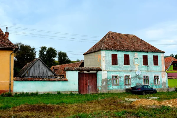Fortified Medieval Saxon Church Typical Rural Landscape Village Netus Transylvania — Stock Photo, Image