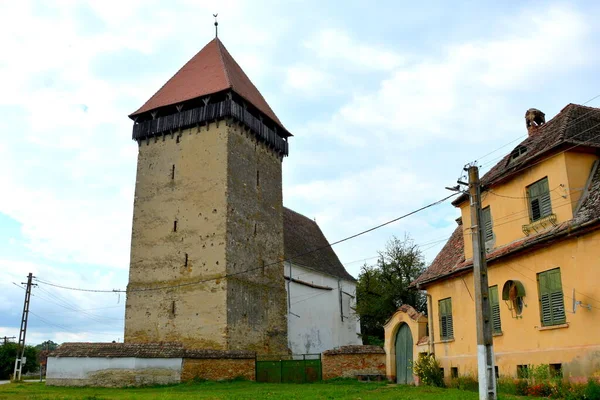 Igreja Saxão Medieval Fortificada Paisagem Rural Típica Aldeia Netus Transilvânia — Fotografia de Stock