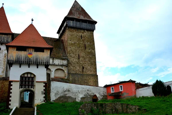 Opevněný Středověký Saxonský Evangelický Kostel Obci Iacobeni Transylvánie Rumunsko Osada — Stock fotografie