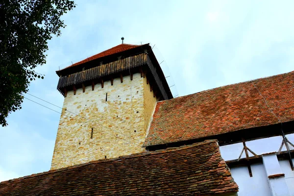 Opevněný Středověký Saxonský Evangelický Kostel Obci Stejaris Transylvánie Rumunsko Osada — Stock fotografie