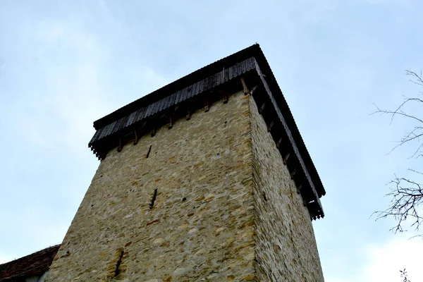 Versterkte Middeleeuwse Saksische Evangelische Kerk Het Dorp Stejaris Transsylvanië Roemenië — Stockfoto