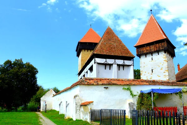 Iglesia Evangélica Saxon Medieval Fortificada Pueblo Stejaris Transilvania Rumania Asentamiento —  Fotos de Stock