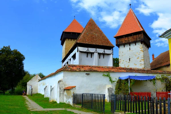 Укреплённая Средневековая Саксонская Евангельская Церковь Деревне Стейярис Трансильвания Румыния Поселение — стоковое фото