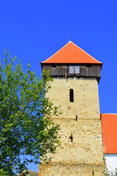 Fortified Medieval Saxon Evangelic Church Village Ruja Transylvania Romania Settlement — Stock Photo, Image
