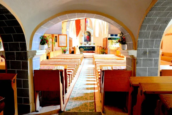 Opevněný Středověký Saxonský Kostel Obci Cincsor Klienschenk Transylvánie Rumunsko Osada — Stock fotografie