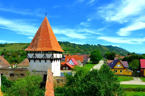Iglesia Medieval Fortificada Pueblo Cincsor Klienschenk Transilvania Rumania Asentamiento Fue —  Fotos de Stock