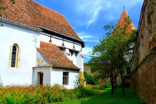 Chiesa Fortificata Sassone Medievale Nel Villaggio Cincsor Klienschenk Transilvania Romania — Foto Stock