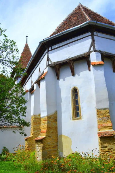 Iglesia Medieval Fortificada Pueblo Cincsor Klienschenk Transilvania Rumania Asentamiento Fue —  Fotos de Stock