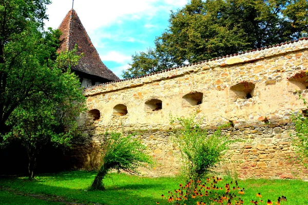 Igreja Saxão Medieval Fortificada Aldeia Cincsor Klienschenk Transilvânia Romênia Assentamento — Fotografia de Stock