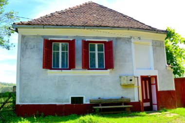 Romanya 'nın Cincu, Grossschenk, Transilvanya kentindeki tipik kırsal alan ve köylü evleri. Yerleşim yeri Sakson koloniciler tarafından 12. yüzyılın ortalarında kuruldu.