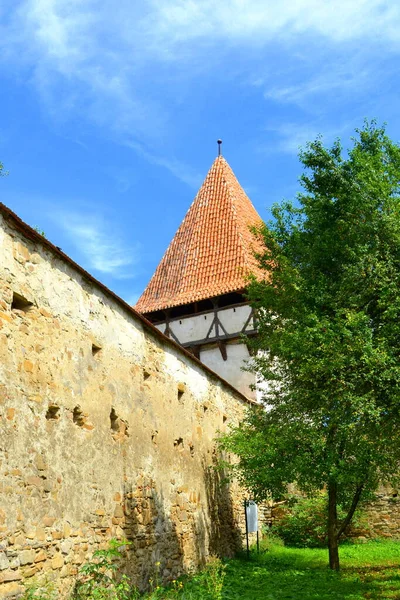 Ufortyfikowany Średniowieczny Kościół Saksoński Miejscowości Cincsor Klienschenk Transylwania Rumunia Osada — Zdjęcie stockowe