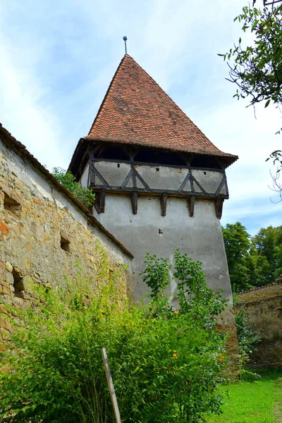 Fortified Medieval Saxon Church Village Cincsor Klienschenk Transylvania Romania Settlement — Stock Photo, Image