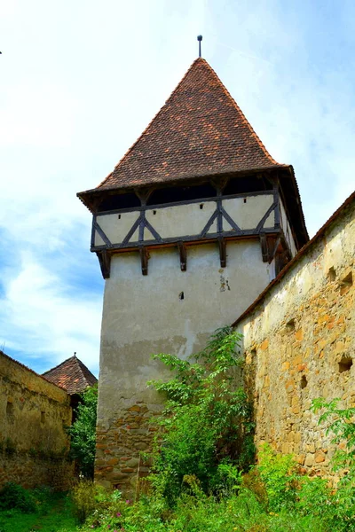 Iglesia Medieval Fortificada Pueblo Cincsor Klienschenk Transilvania Rumania Asentamiento Fue — Foto de Stock