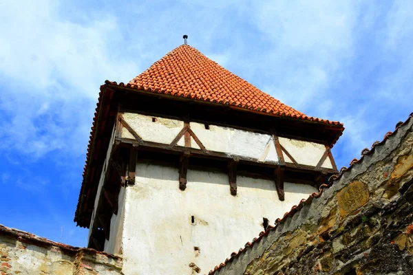 Iglesia Medieval Fortificada Pueblo Cincsor Klienschenk Transilvania Rumania Asentamiento Fue — Foto de Stock