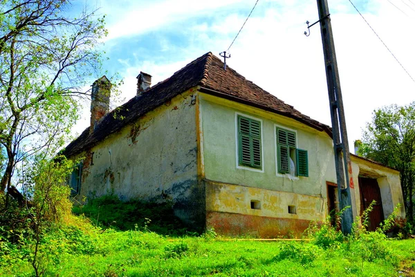 Paisaje Rural Típico Casas Campesinas Cincu Grossschenk Transilvania Rumania Asentamiento — Foto de Stock