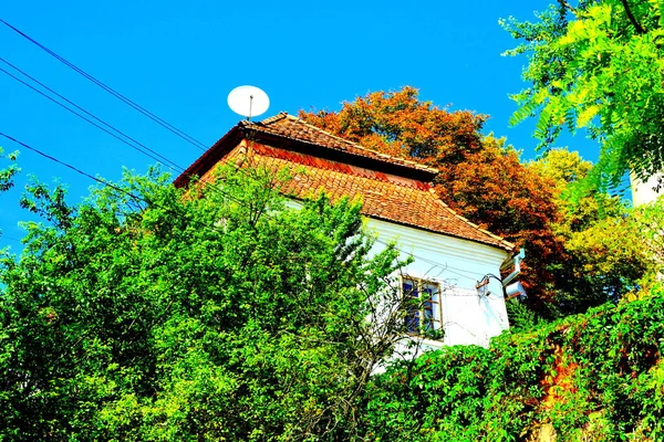 Paisaje Rural Típico Casas Campesinas Cincu Grossschenk Transilvania Rumania Asentamiento —  Fotos de Stock