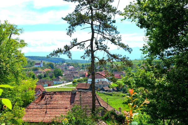 Typical Rural Landscape Peasant Houses Cincu Grossschenk Transylvania Romania Settlement — Stock Photo, Image