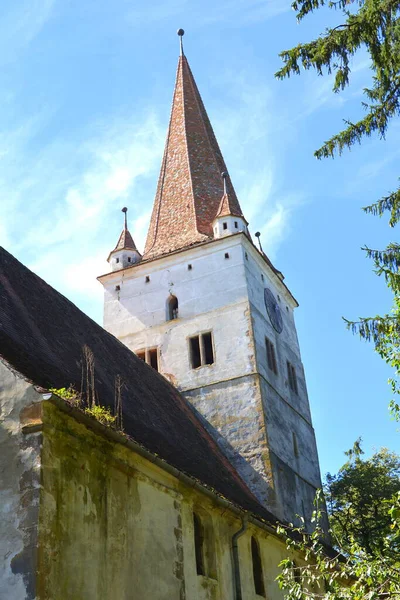 Ufortyfikowany Średniowieczny Saksoński Kościół Ewangelicki Wsi Grossschenk Cincu Transylwania Rumunia — Zdjęcie stockowe
