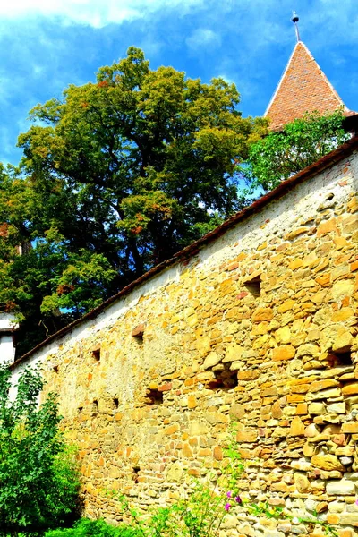 Fortified Medieval Saxon Church Village Cincsor Klienschenk Transylvania Romania Settlement Stock Picture